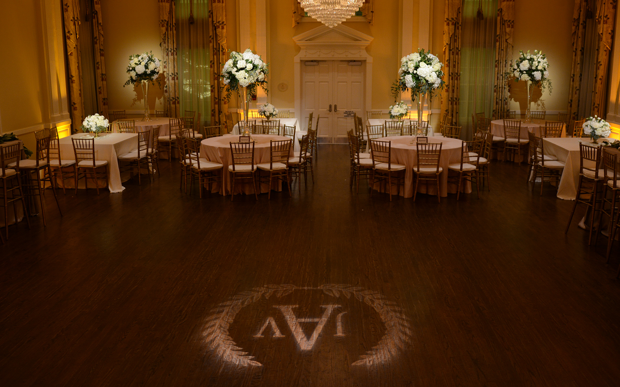 Amber Wash and Gobo Monogram Arlington Hall 